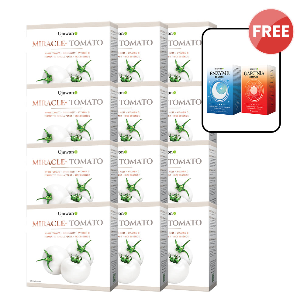【Bundle of 12】Ujuwon Miracle+ Tomato Skin Booster 8s ×12 + Free Enzyme Complex 30s + Garcinia Complex 30s ×1