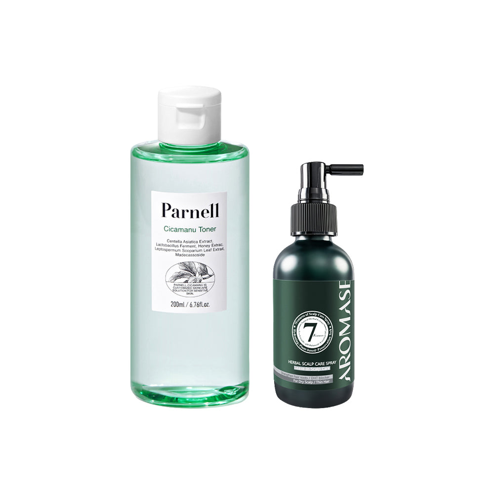 【Free Gift】Parnell Cicamanu Toner 200ml +  Aromase Herbal Scalp Care Spray 115ml  x 1 set