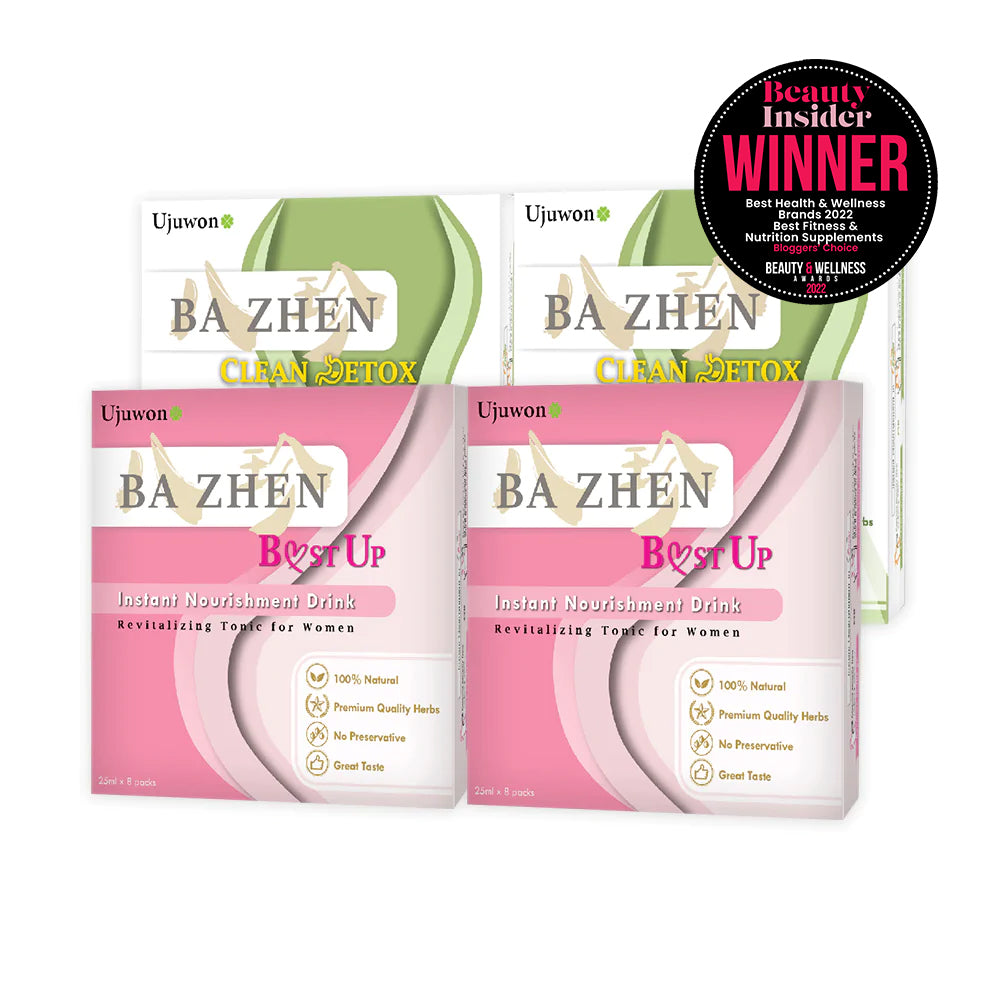 【Bundle of 4】Ujuwon Ba Zhen B.ust Up Instant Nourishment Drink 8s + Clean Detox Instant Nourishment Drink 8s