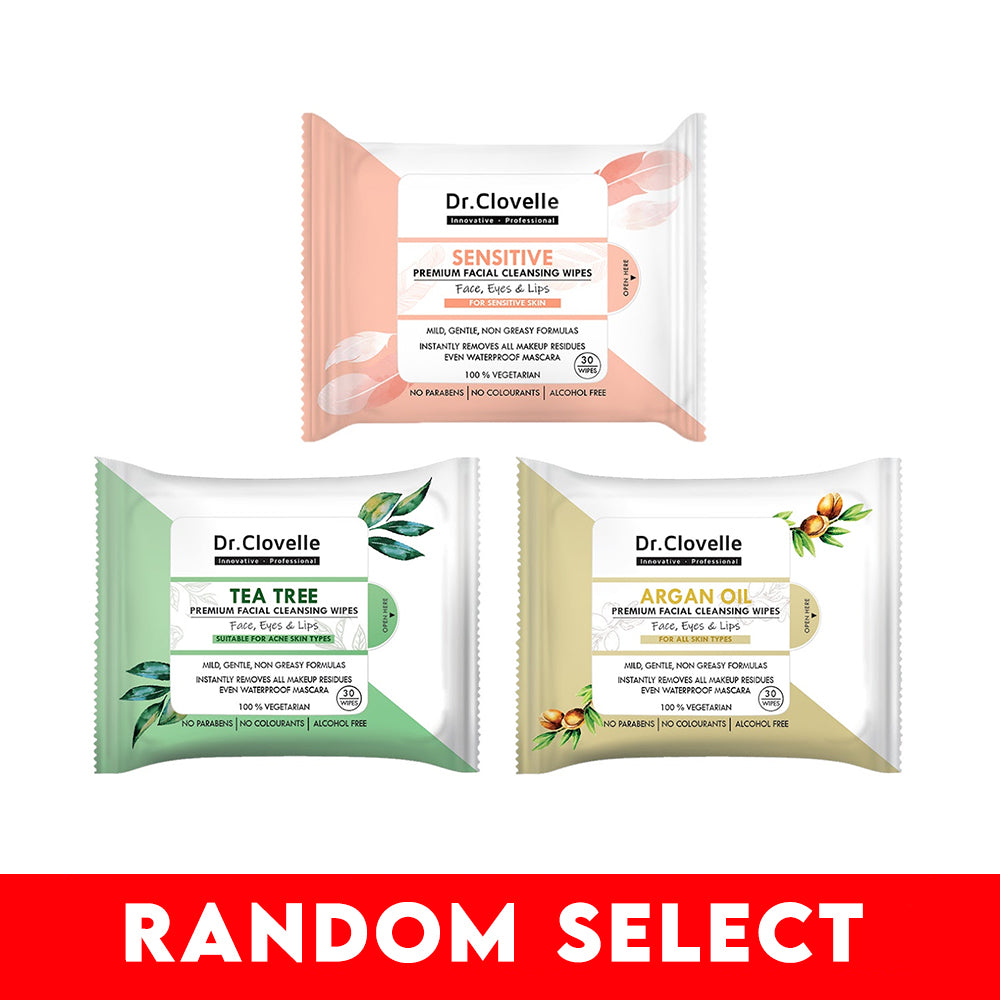 【Free Gift】Dr Clovelle Premium Facial Cleansing Wipes 30s x 1 (Random Select)