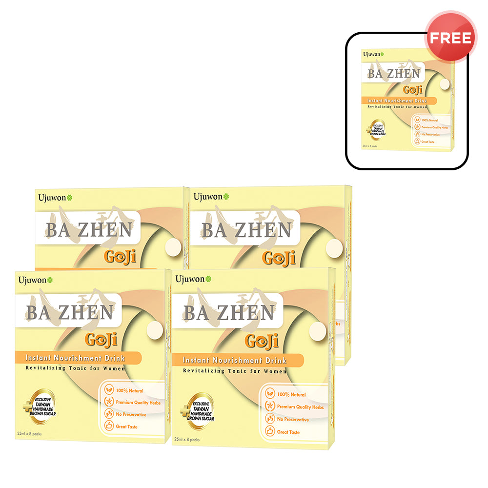【Bundle of 4】Ujuwon Ba Zhen Goji Instant Nourishment Drink 8s x 4 + Free Ba Zhen Goji Instant Nourishment Drink 8s × 1 box