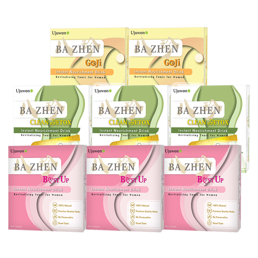 【Bundle of 8】UJUWON Ba Zhen B.ust Up Instant Nourishment Drink 8s x3 + Clean Detox Instant Nourishment Drink 8s x3 + Goji Instant Nourishment Drink 8s x2