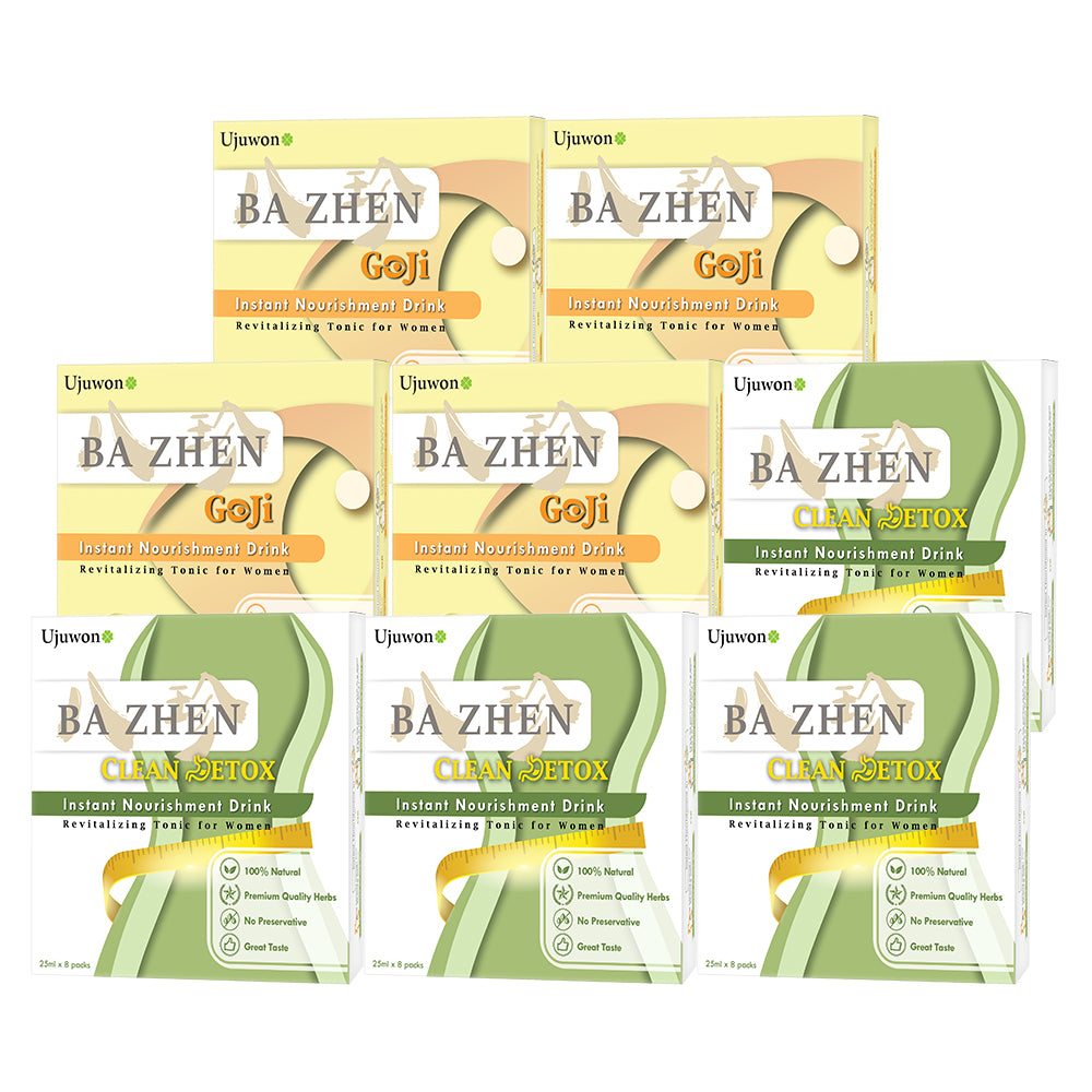 【Bundle of 8】UJUWON Ba Zhen Clean Detox Instant Nourishment Drink 8s x4 + Goji Instant Nourishment Drink 8s x4