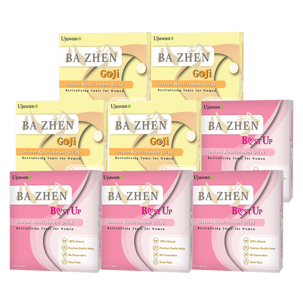 【Bundle of 8】UJUWON Ba Zhen B.ust Up Instant Nourishment Drink 8s x4 + Goji Instant Nourishment Drink 8s x4