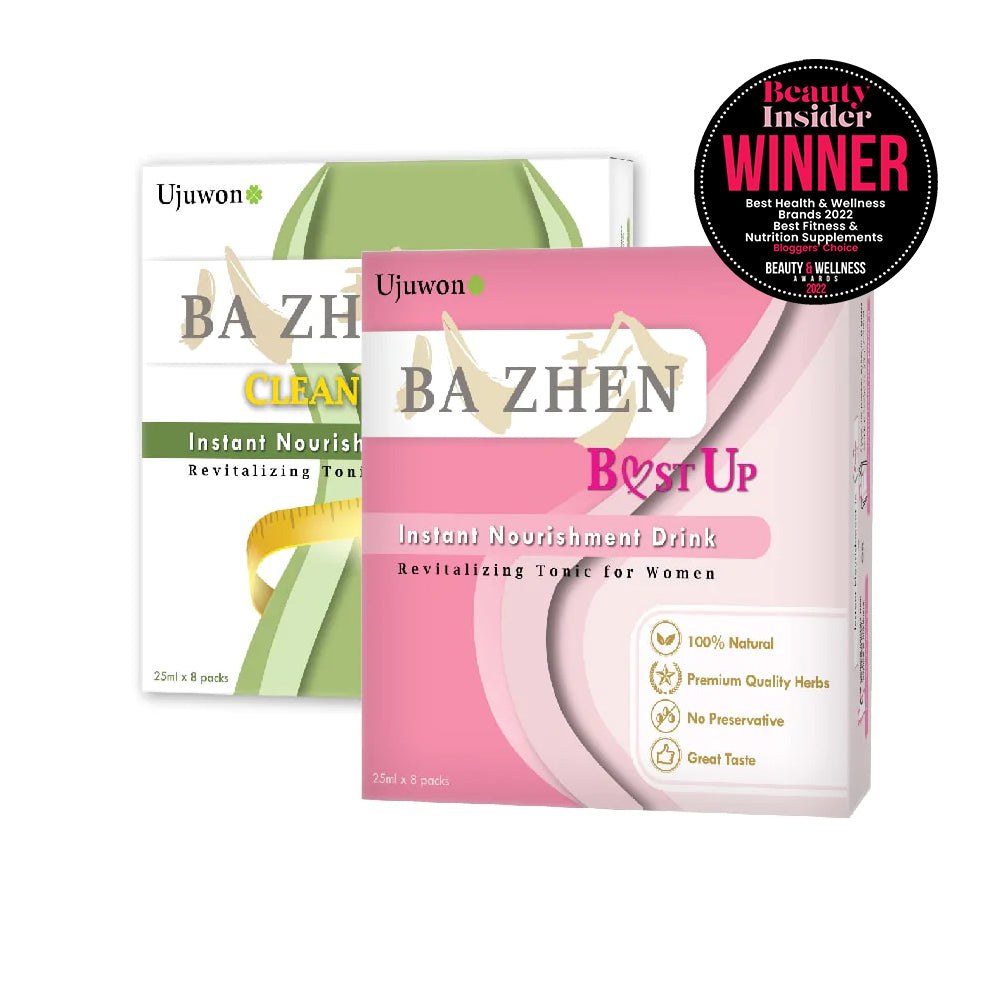 【Bundle of 2】Ujuwon Ba Zhen B.ust Up Instant Nourishment Drink 8s + Ba Zhen Clean Detox Instant Nourishment Drink 8s