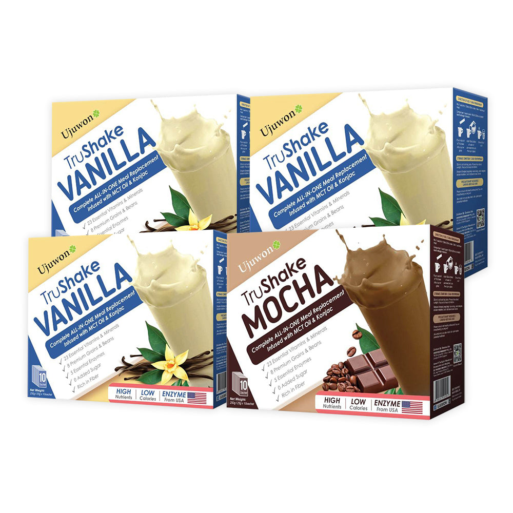 【Bundle of 4】Ujuwon AiO Meal Shake Mocha 10s x1 + Vanilla 10s x3