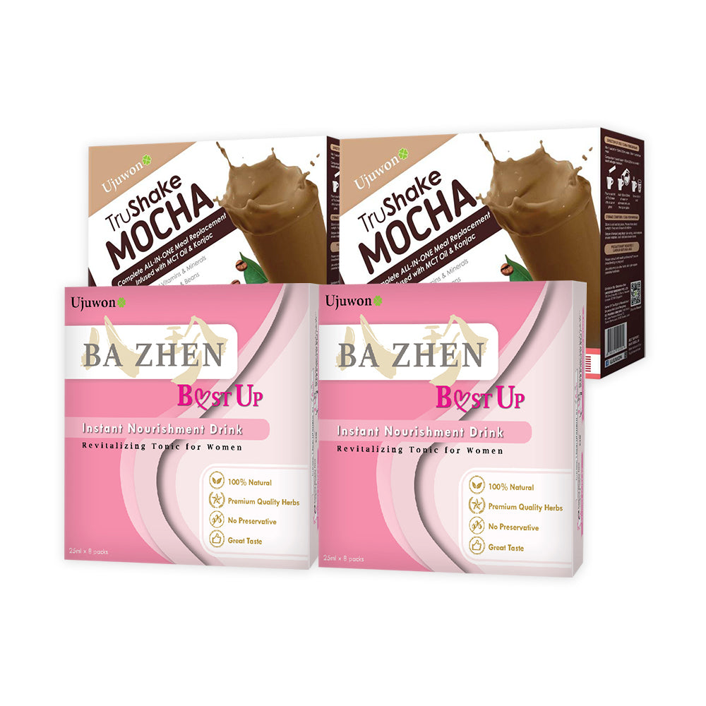 【Bundle of 4】Ujuwon Ba Zhen Bust Up x2 + Ujuwon AiO Meal Shake Mocha x2
